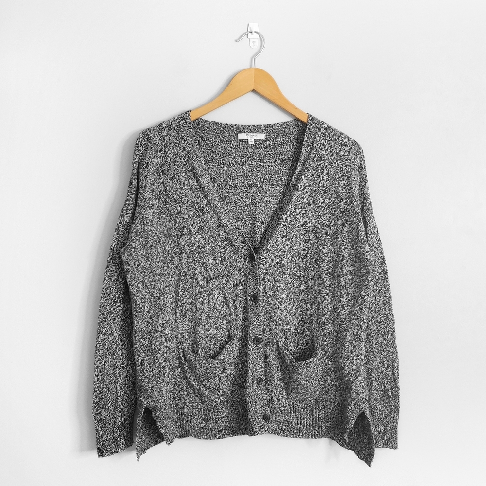 MADEWELL Grey Heathered Landscape Button Up Cardigan